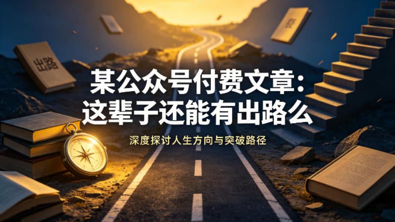 某公众号付费文章：这辈子还能有出路么-小行网创