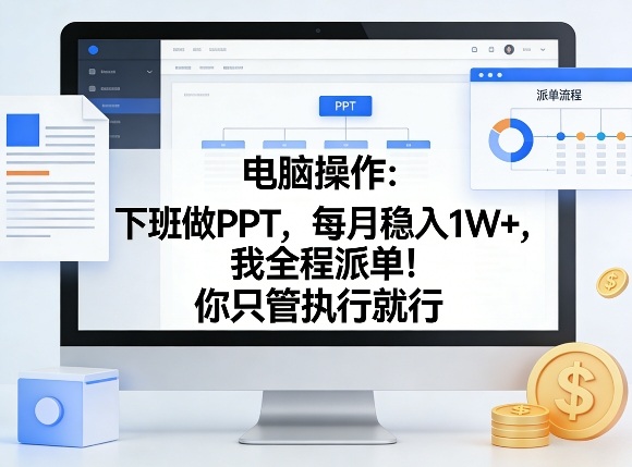 电脑操作：下班做PPT，每月稳入1W+，我全程派单！你只管执行就行【揭秘】-小行网创