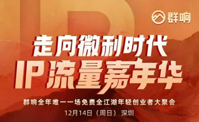 2025ip嘉年华万人12月14深圳线下课，走向微利时代，IP流量嘉年华，实操性极强的商业干货课-小行网创