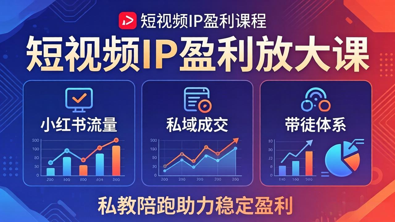 短视频IP盈利放大课：小红书流量+私域成交+带徒体系，私教陪跑助力稳定盈利-小行网创
