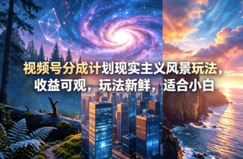 视频号分成计划现实主义风景玩法，收益可观，玩法新鲜，适合小白-小行网创