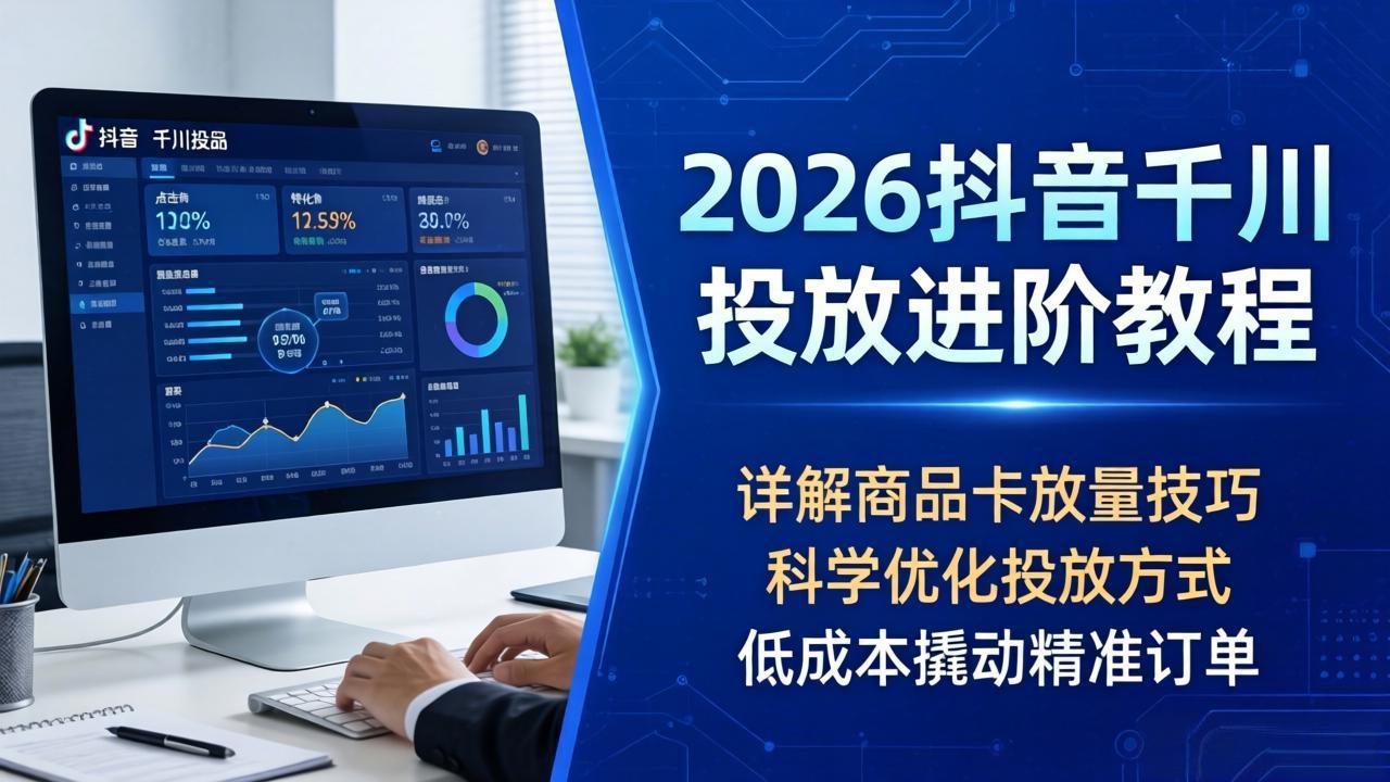 2026抖音千川投放进阶教程，详解商品卡放量技巧，科学优化投放方式，低成本撬动精准订单-小行网创