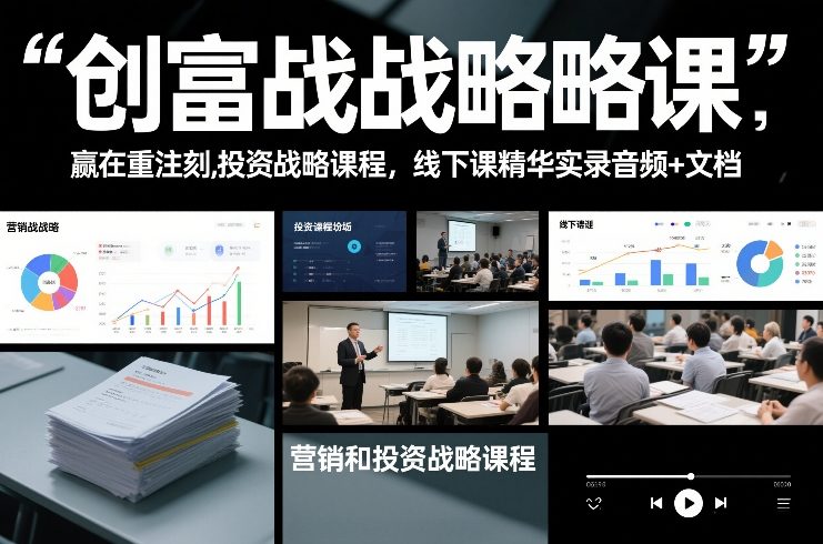 创富战略课，赢在重注时刻，营销和投资战略课程，线下课精华实录音频+文档-小行网创