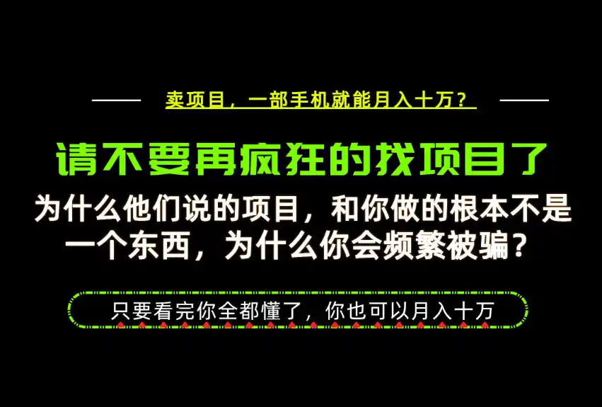 为什么做项目的人大多都是炮灰?为什么只有卖项目才能稳?看完你也可以月入10W+【揭秘】-小行网创
