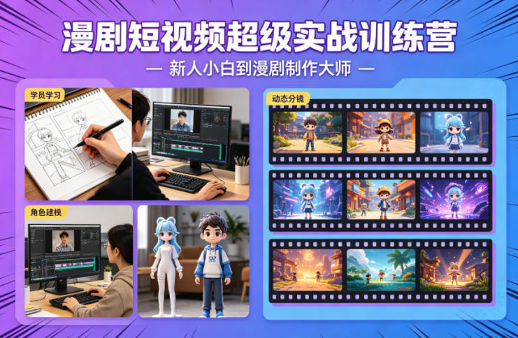 漫剧短视频超级实战训练营，新人小白到漫剧制作大师-小行网创