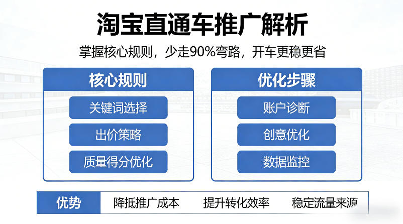 淘宝直通车推广解析，掌握核心规则，少走90%弯路，开车更稳更省-小行网创
