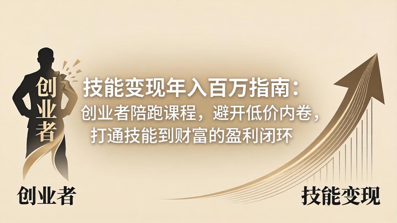 技能变现年入百万指南：创业者陪跑课程，避开低价内卷，打通技能到财富的盈利闭环-小行网创