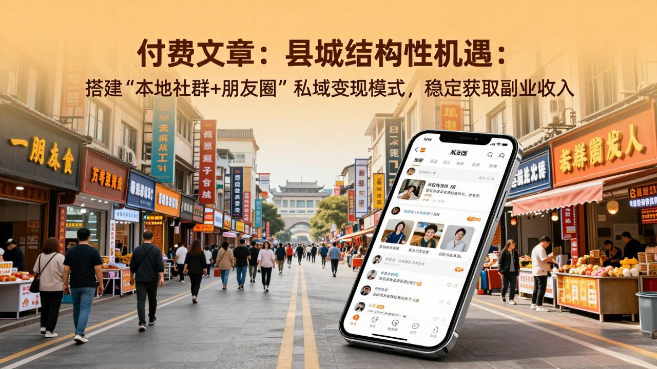付费文章：县城结构性机遇：搭建“本地社群+朋友圈”私域变现模式，稳定获取副业收入-小行网创
