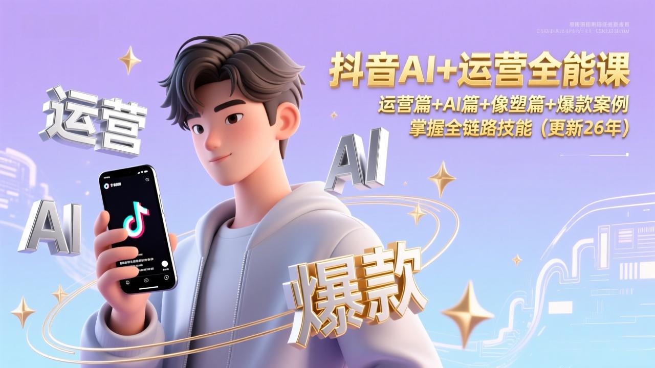 抖音AI+运营全能课，运营篇+AI篇+像塑篇+爆款案例，掌握全链路技能(更新26年-小行网创