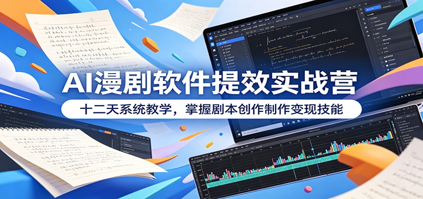 AI漫剧软件提效实战营：十二天系统教学，掌握剧本创作制作变现技能-小行网创