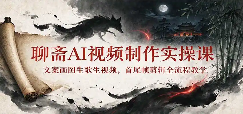 聊斋AI视频制作实操课：文案画图生歌生视频，首尾帧剪辑全流程教学-小行网创