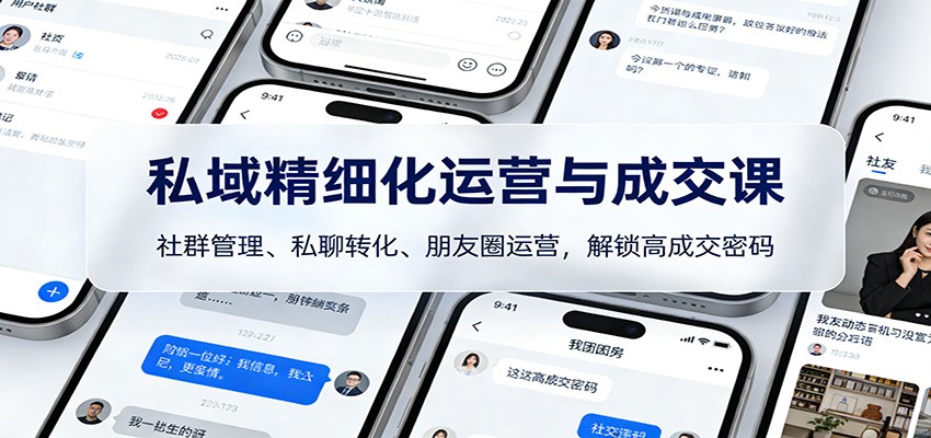私域精细化运营与成交课：社群管理、私聊转化、朋友圈运营，解锁高成交密码-小行网创
