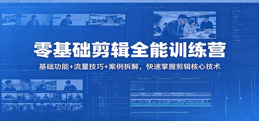零基础剪辑全能训练营：基础功能+流量技巧+案例拆解，快速掌握剪辑核心技术-小行网创