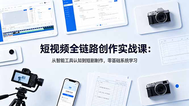 短视频全链路创作实战课:从智能工具认知到短剧制作,零基础系统学习-小行网创