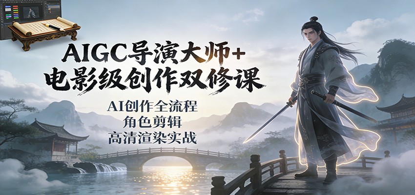 AIGC导演大师+电影级创作双修课：AI创作全流程、角色剪辑、高清渲染实战-小行网创
