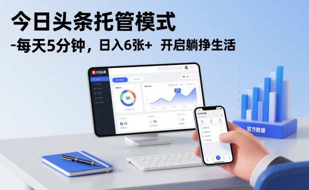 今日头条托管模式，每天5分钟，日入6张+，开启躺挣生活【揭秘】-小行网创