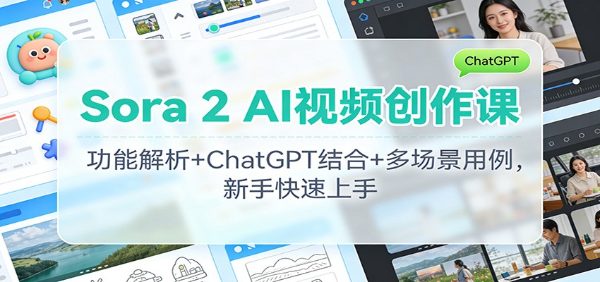 Sora 2 AI视频创作课:功能解析+ChatGPT结合+多场景用例,新手快速上手-小行网创