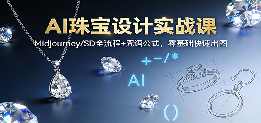 AI珠宝设计实战课:Midjourney/SD全流程+咒语公式,零基础快速出图-小行网创