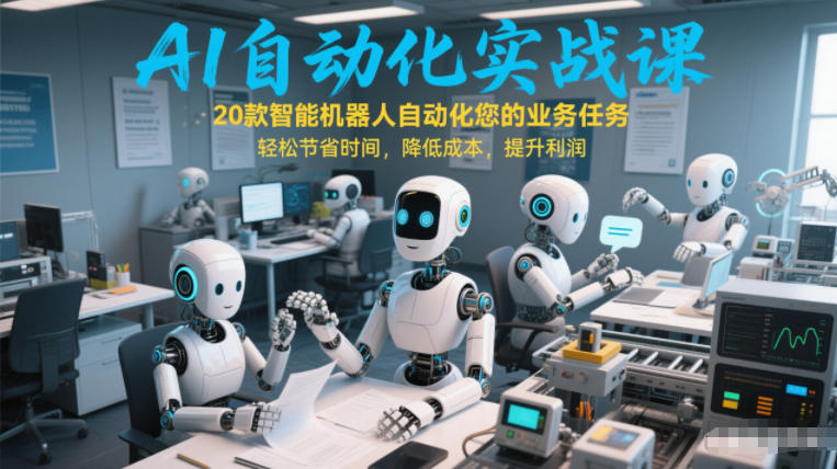 AI自动化实战课：20款智能机器人自动化您的业务任务，轻松节省时间，降低成本，提升利润-小行网创