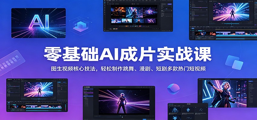 零基础AI成片实战课:图生视频核心技法,轻松制作跳舞、漫剧、短剧多款热门短视频-小行网创