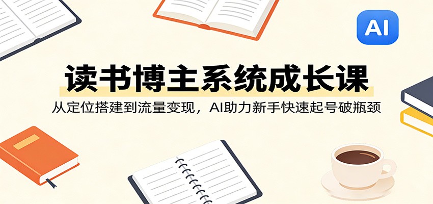 读书博主系统成长课:从定位搭建到流量变现,AI助力新手快速起号破瓶颈-小行网创