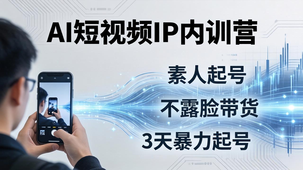 2026AI短视频IP内训营:从素人起号到不露脸带货,3天暴力起号全流程拆解-小行网创