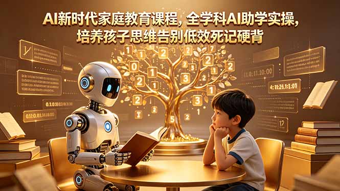 AI新时代家庭教育课程，全学科AI助学实操，培养孩子思维告别低效死记硬背-小行网创