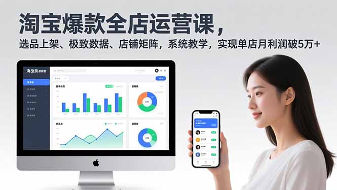 淘宝爆款全店运营课2.0，选品上架、极致数据、店铺矩阵，系统教学，实现单店月利润破5万+-小行网创