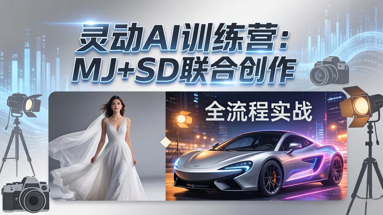灵动AI训练营-3.0课程：MJ+SD联合创作，从婚纱大片到汽车广告，摄影后期全流程实战-小行网创