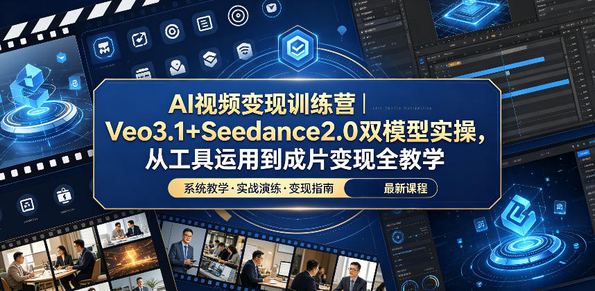 AI视频变现训练营｜Veo3.1+Seedance2.0双模型实操，从工具运用到成片变现全教学-小行网创