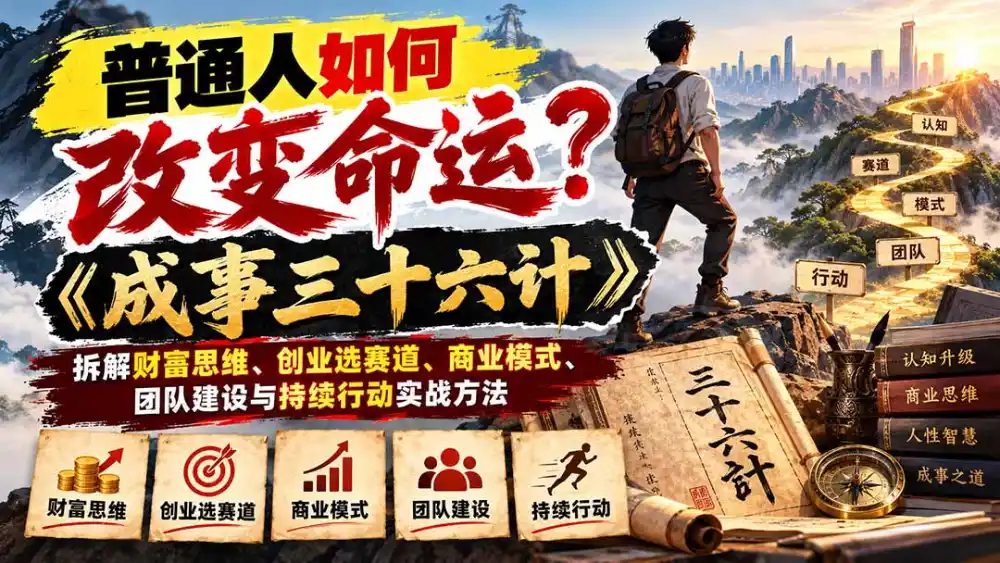 普通人如何改变命运？《成事三十六计》拆解财富思维、创业选赛道、商业模式、团队建设与持续行动实战方法-小行网创