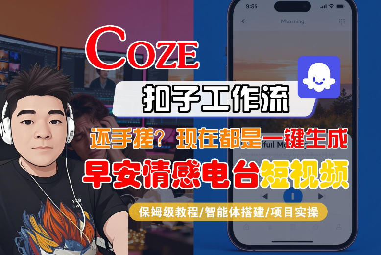【Coze工作流搭建实操教程】【coze】早安情感电台日签视频还在手动做？用扣子工作流自动生成，省时90%-小行网创