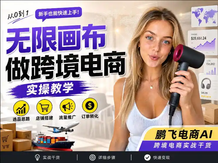 【跨境电商必备】AI无线画布制作商品宣传视频,四步搞定,无线画布工作流,操作简单好上手-小行网创