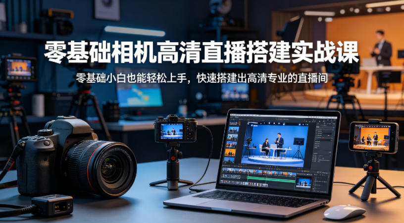 零基础相机高清直播间搭建实战课，小白也能轻松上手，快速搭建出高清专业的直播间-小行网创