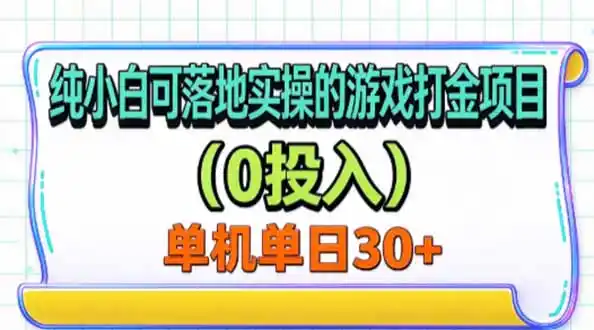 纯小白可落地实操的游戏打金项目(0投入-小行网创