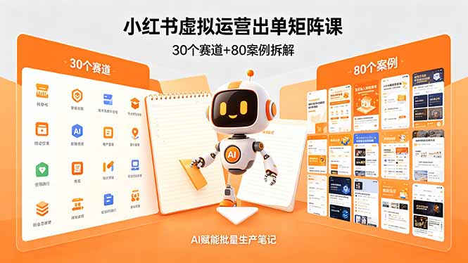小红书虚拟运营出单矩阵课：30个赛道+80案例拆解，AI赋能批量生产笔记-小行网创