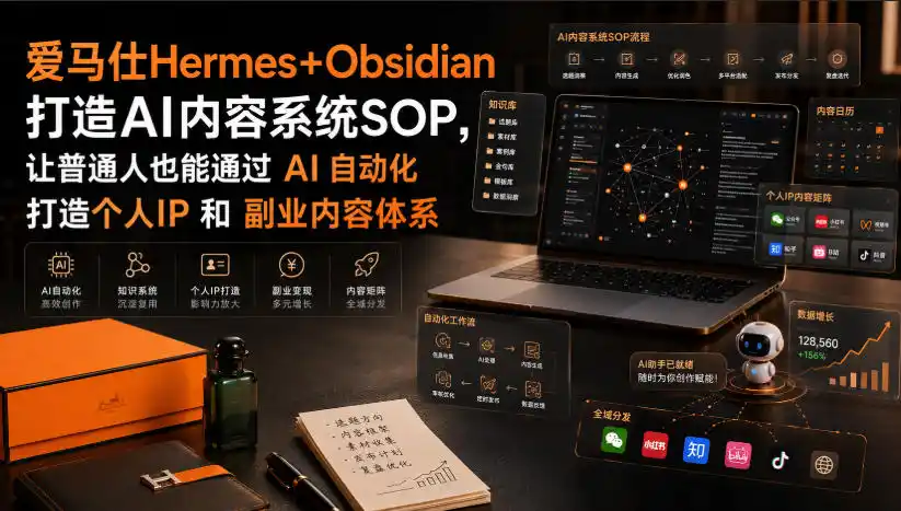 爱马仕Hermes+Obsidian打造AI内容系统SOP,让普通人也能通过 AI 自动化打造个人IP 和 副业内容体系-小行网创