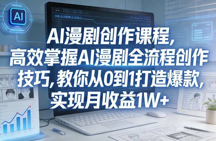 某社群AI漫剧创作课程，高效掌握AI漫剧全流程创作技巧，教你从0到1打造爆款，实现月收益1W+-小行网创