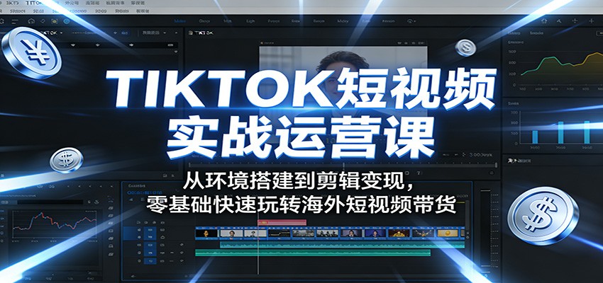 TIKTOK短视频实战运营课：从环境搭建到剪辑变现，零基础快速玩转海外短视频带货-小行网创