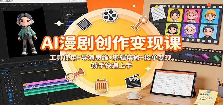 AI漫剧创作变现课:工具使用+导演思维+剪辑精修+接单变现,新手快速上手-小行网创