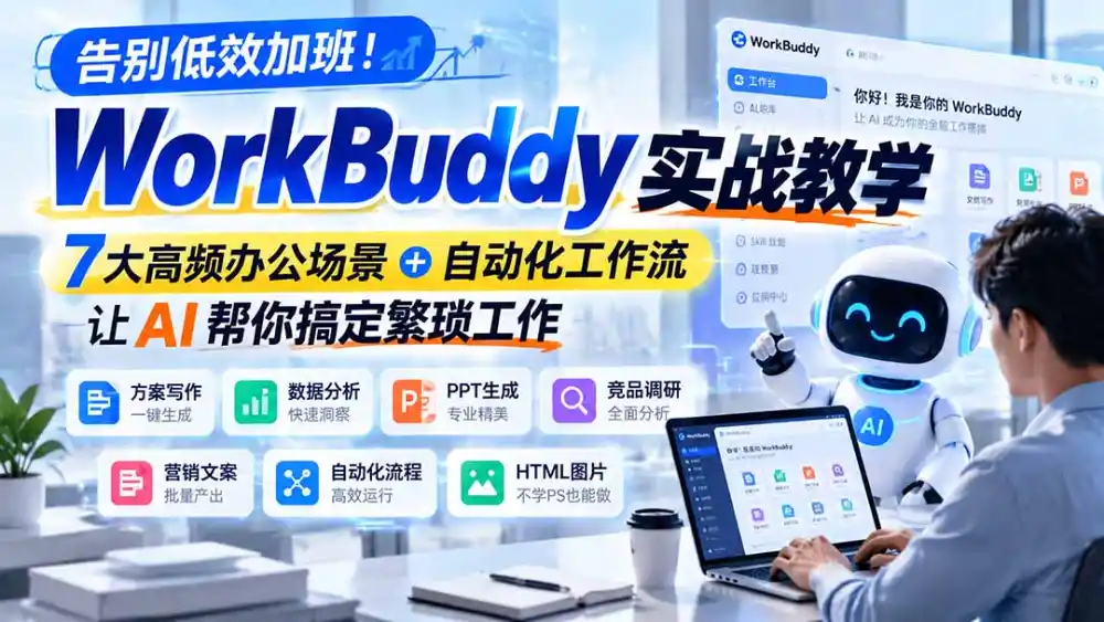 告别低效加班！WorkBuddy实战教学，7大高频办公场景＋自动化工作流，让AI帮你搞定繁琐工作-小行网创