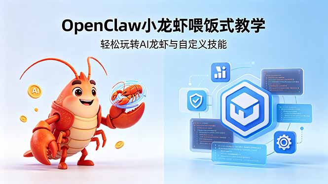 不用懂技术！OpenClaw小龙虾喂饭式教学，轻松玩转AI龙虾与自定义技能-小行网创