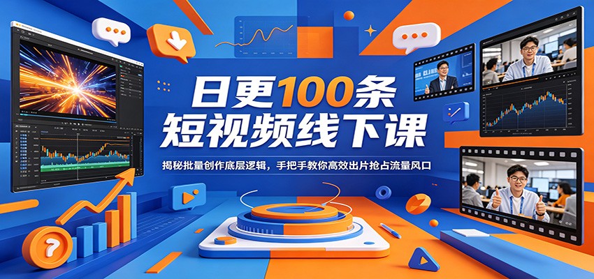 日更100条短视频线下课：揭秘批量创作底层逻辑，手把手教你高效出片抢占流量风口-小行网创