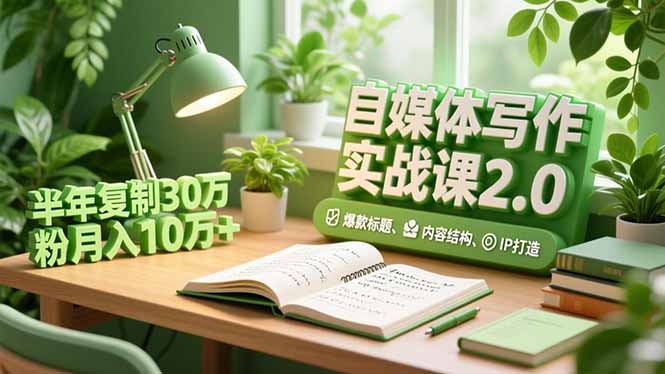 自媒体写作实战课2.0，爆款标题、内容结构、IP打造，半年复制30万粉月入10万+-小行网创
