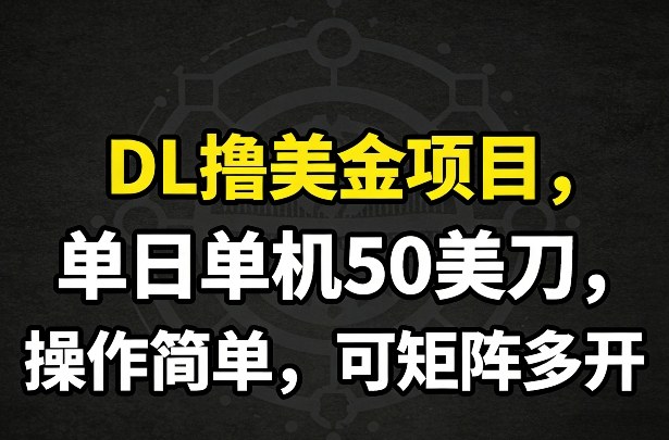 DL撸美金项目，单日单机50美刀，操作简单，可矩阵多开-小行网创