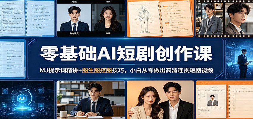 零基础AI短剧创作课：MJ提示词精讲+图生图控图技巧，小白从零做出高清连贯短剧视频-小行网创