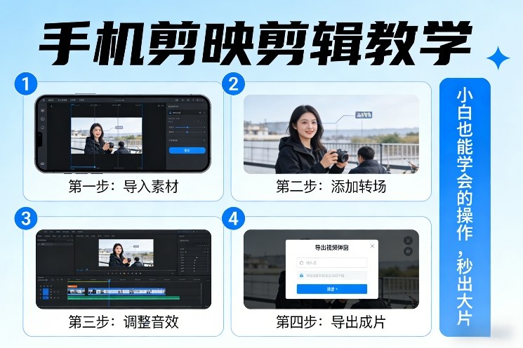 手机剪映剪辑教学，小白也能学会的操作，秒出大片-小行网创