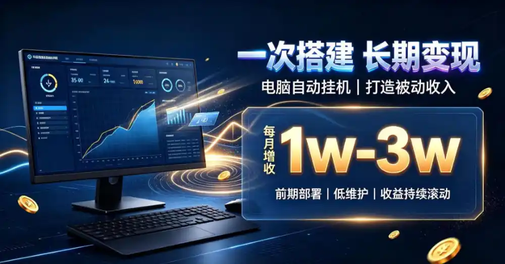 一份投入长期收益，电脑自动挂G类目，搭建被动收入每月增收1w-3w【揭秘】-小行网创