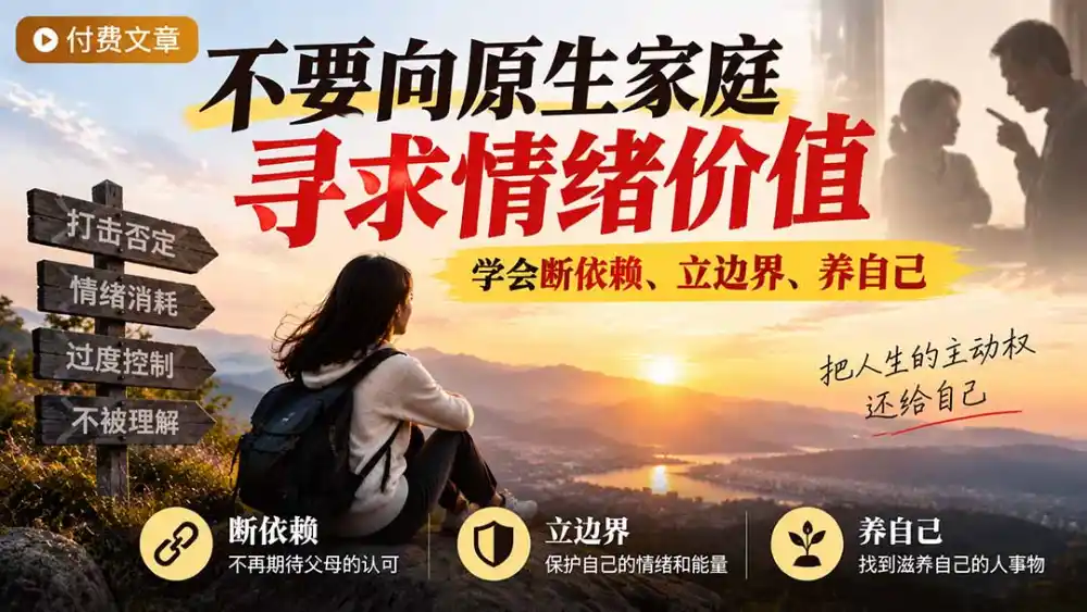 付费文章：不要向原生家庭寻求情绪价值，学会断依赖、立边界、养自己-小行网创
