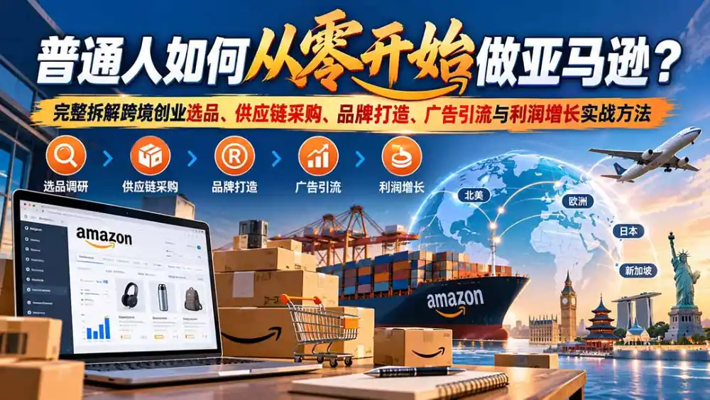 普通人如何从零开始做亚马逊？完整拆解跨境创业选品、供应链采购、品牌打造、广告引流与利润增长实战方法-小行网创